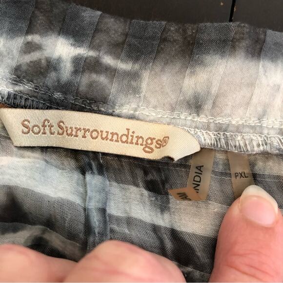 Soft Surroundings black gray sheer striped popover top size Petite Extra Large - Picture 11 of 15